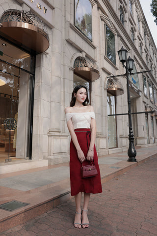 Ivory Organza Off Shoulder Crop Top