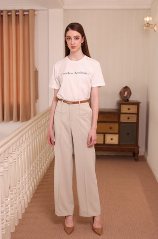 Straight Pants with Pleat Details