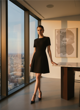 Tweed Pleated Mini Dress