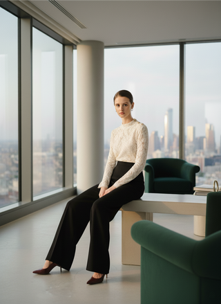 Button Shoulder Lace Top