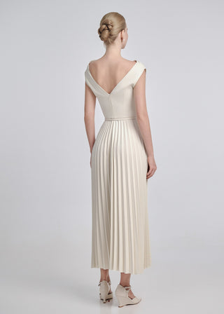 Cowl Neck Pleated Maxi Dress