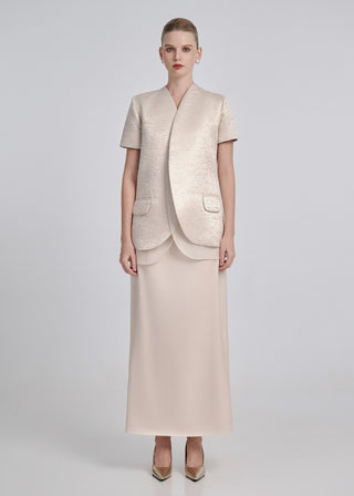 Textured Taffeta Blazer with Organza Underlay