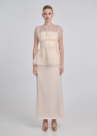 Set Organza Peplum Top & Silk Maxi Dress
