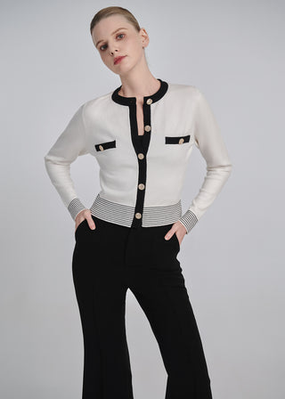 Knitted Cardigan with Contrast Edging