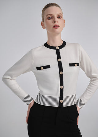 Knitted Cardigan with Contrast Edging