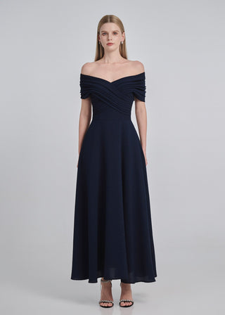 Draped Off-Shoulder Maxi Dress