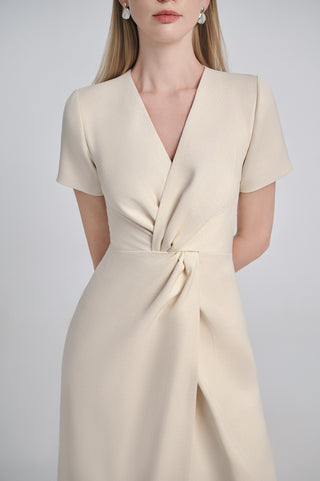 Linen Tweed Wrap Midi Dress