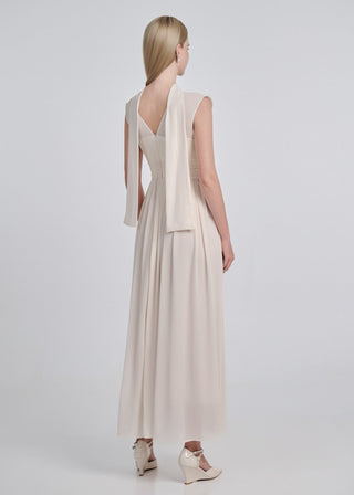 Silk Chiffon Gathered Maxi Dress