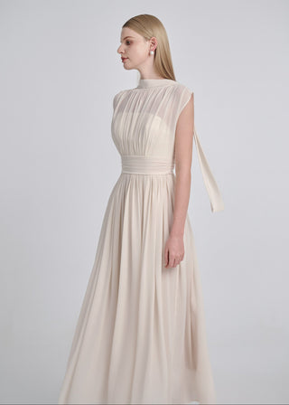 Silk Chiffon Gathered Maxi Dress