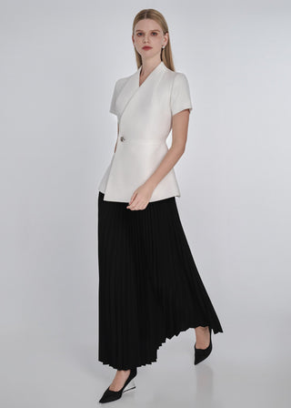 Cotton Pleated Maxi Skirt