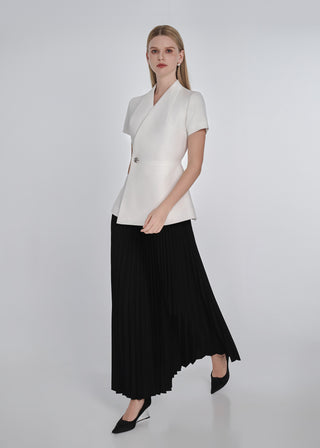 Cotton Pleated Maxi Skirt