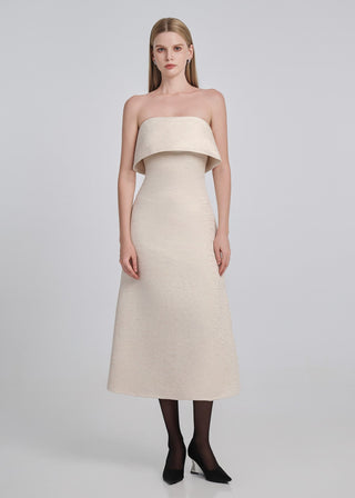 Textured Taffeta Strapless Midi Dress