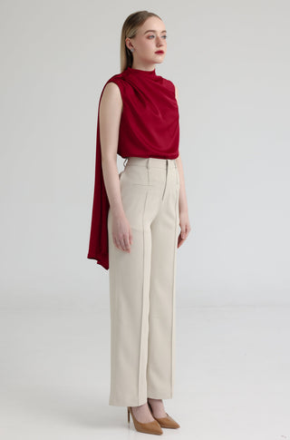 Straight Pants with Pleat Details