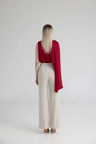 Straight Pants with Pleat Details