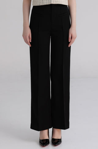 Straight Pants with Pleat Details