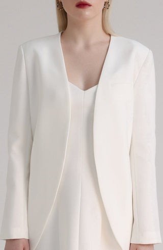 Classic White Cotton Blazer