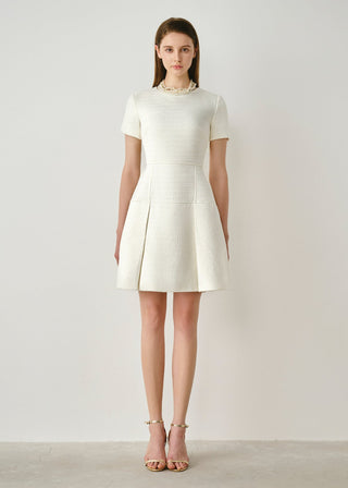 Tweed Pleated Mini Dress