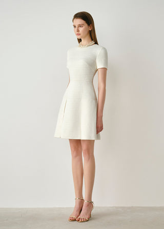 Tweed Pleated Mini Dress