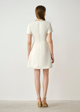 Tweed Pleated Mini Dress