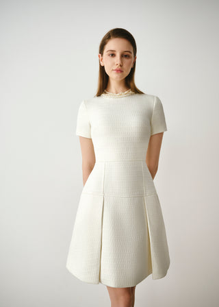 Tweed Pleated Mini Dress