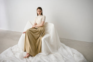 Lace-Bodice Belted Maxi Dress