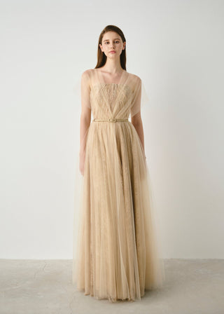 Tulle Wrap Lace Gown