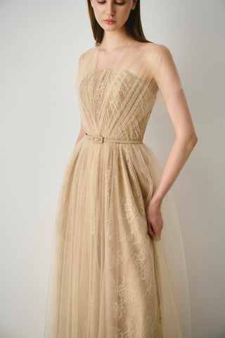Tulle Wrap Lace Gown
