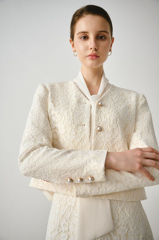 Lace Textured V-neck Jacket
