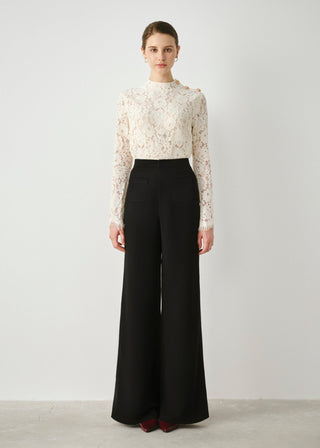 Button Shoulder Lace Top