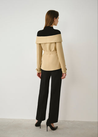 Off-Shoulder Belted Trench Jacket