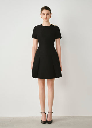 Tweed Pleated Mini Dress