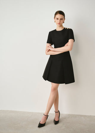 Tweed Pleated Mini Dress