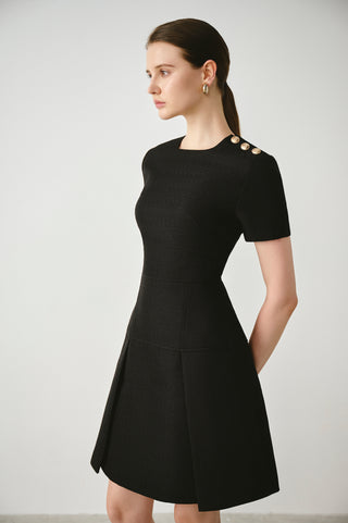 Tweed Pleated Mini Dress