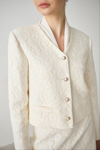 Lace Textured V-neck Jacket